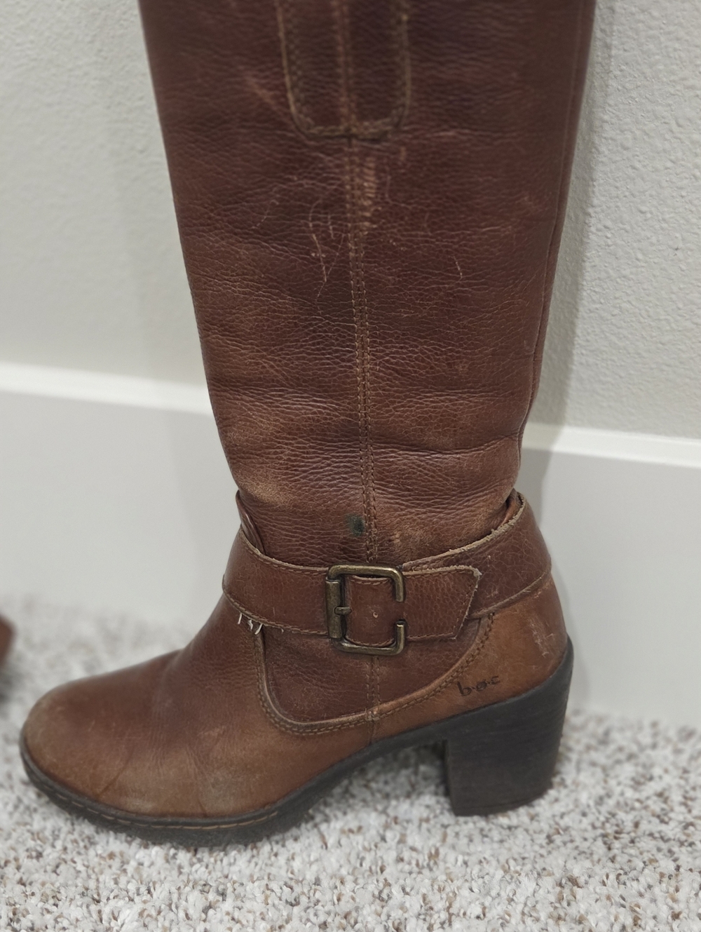 BOC Women's Brown 6.5 Leather Knee-High Buckle Boots - Picture 8 of 12